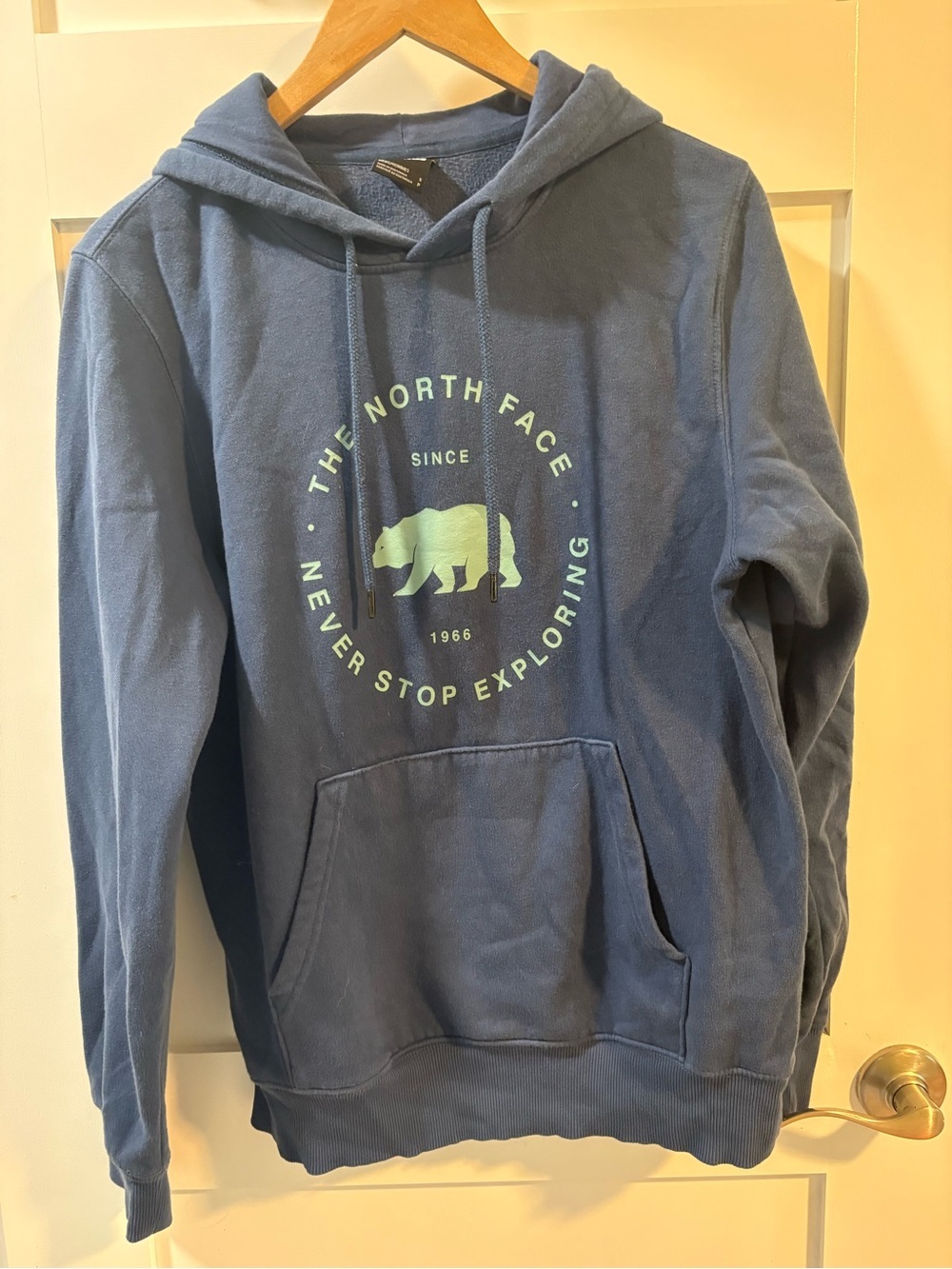 The North Face Navy Bear Graphic Pullover Hoodie Men’s Small Fleece Sweatshirt - Picture 2 of 4